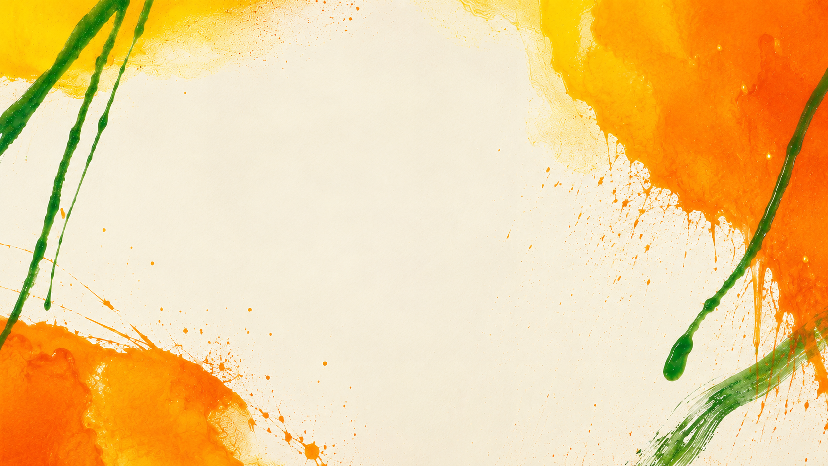 Orange, yellow, and green flattened bonbon artwork on a cream background