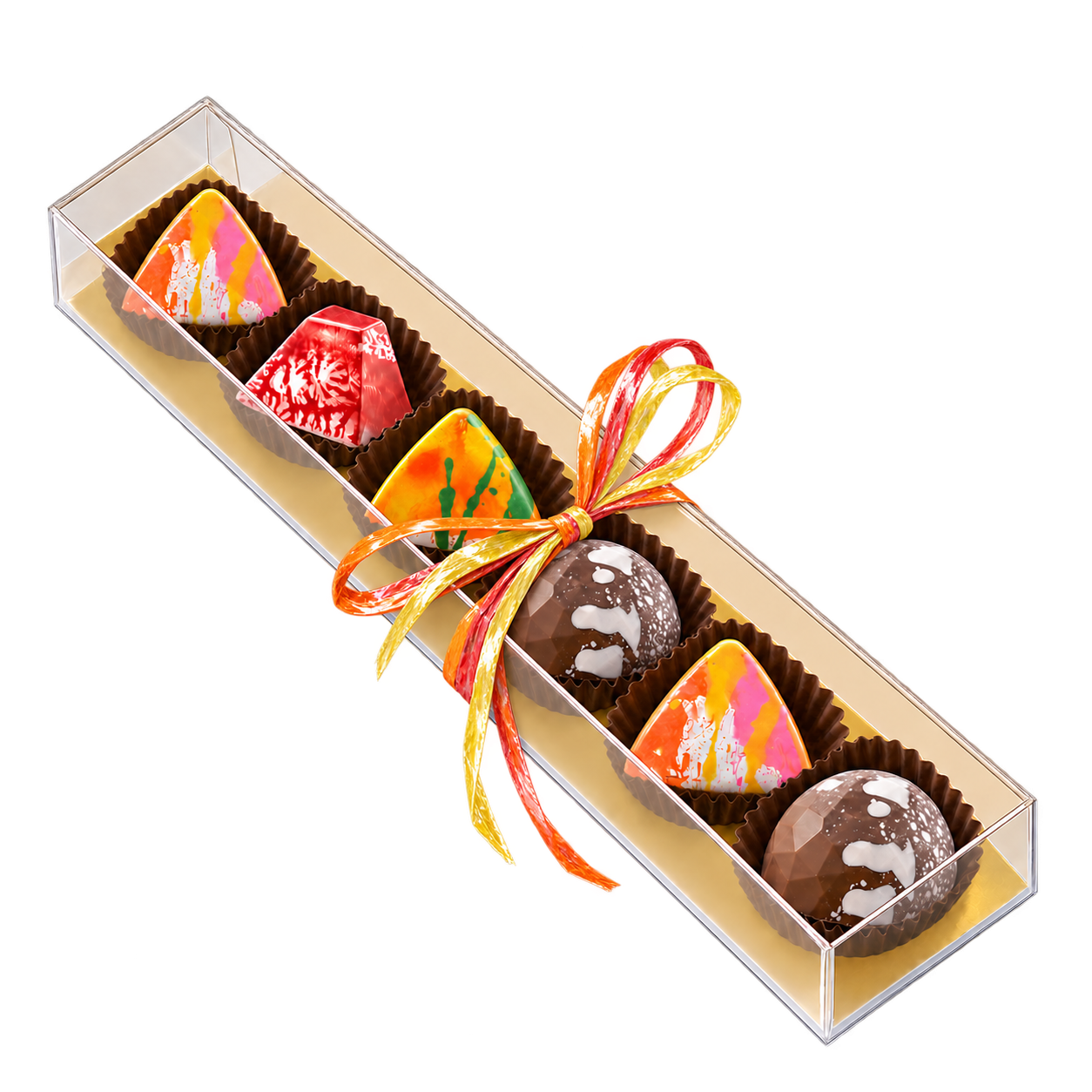 6-piece clear box packaging illustration